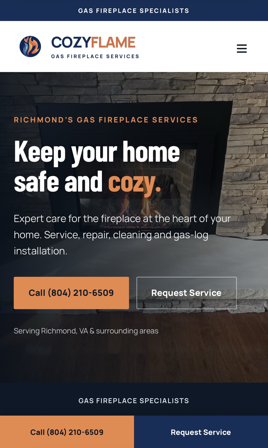 CozyFlame homepage design